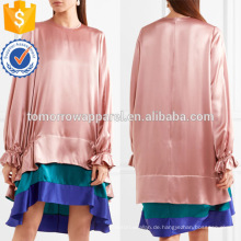 Mehrfarbige lange Ärmel gekräuselten Layered Mini Sommer tägliches Kleid Herstellung Großhandel Mode Frauen Bekleidung (TA0065D)